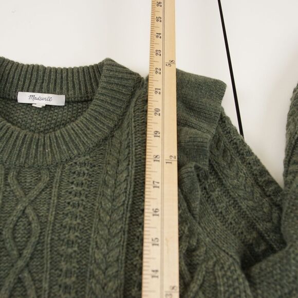 Madewell Hollydene Ruffle Shoulder Pullover Knit Wool Blend Green Sweater Sz S - Picture 4 of 9